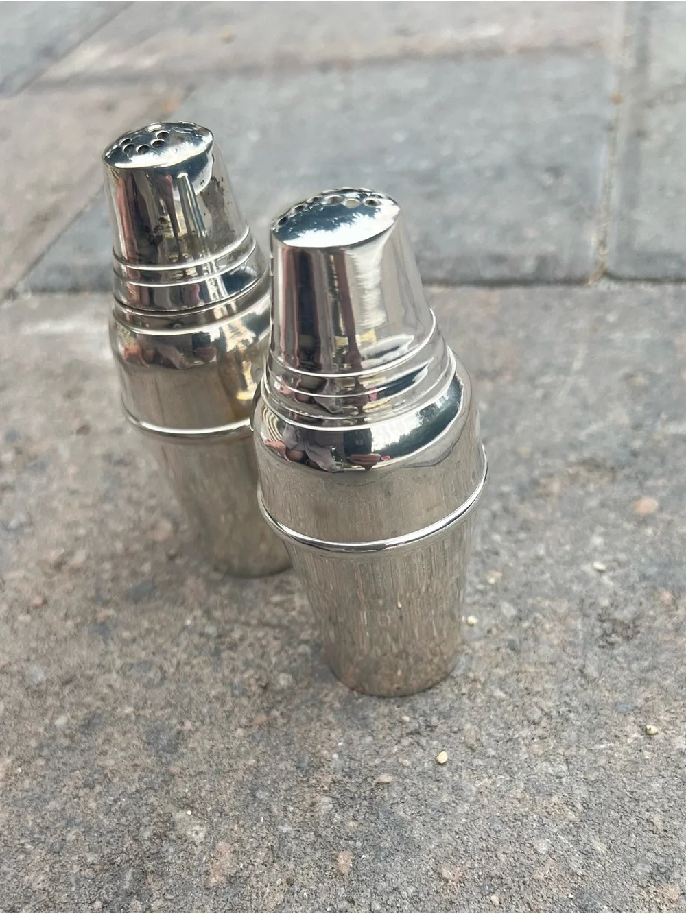 Vintage Restoration Hardware Silverplate Cocktail Shaker Salt & Pepper Shakers